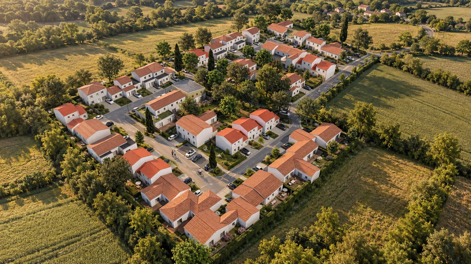 Troisième vue aérienne du lotissement et des espaces verts